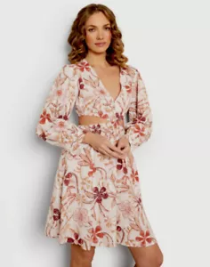 Sam Edelman Emely Floral Cut Out Linen Blend Mini Dress XL White Sand NWT $139 - Picture 1 of 12