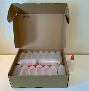 30 X 100ml Empty Refillable Plastic Dropper Bottles With Caps Tips - Picture 1 of 4