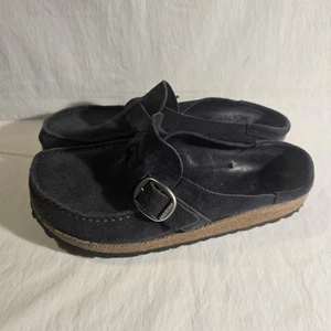 Scarpa Birkenstock Buckley Shearling blu navy pelle scamosciata zoccoli mulo slip on 38 - Foto 1 di 23