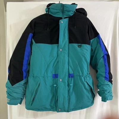 Vintage 90’s Field And Stream Mens M Puffer Teal Blue Black Ski Jacket - Image 1 of 4