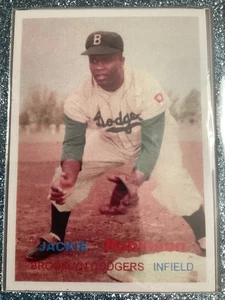 1957 Topps Style Jackie Robinson Variation Card Los Angeles Dodgers - Picture 1 of 2