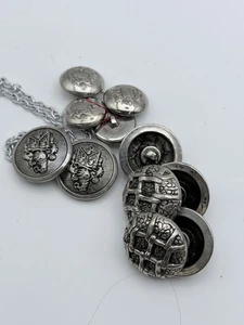 Vintage Button Lot Large And Small Silver Tone Mix - Picture 1 of 6