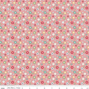 Pink Blossoms 108" fabric by Riley Blake, WB9136 Coral, Vintage Happy 2, cotton - Picture 1 of 1
