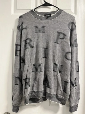 Emporio Armani Men's Pullover Sweater Gray Black All Over Letters Size L - Image 1 of 4