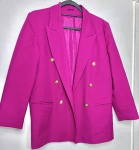 HAMELLS Hot Pink Cerise Gold Button 1980s 100% Pure Wool Blazer Size UK 10 - Picture 1 of 7