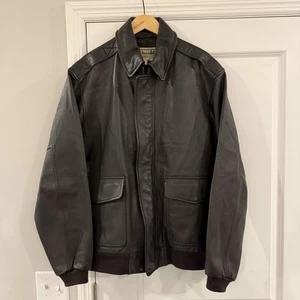 Vintage LL BEAN Goatskin Leather A2 Bomber Jacket Mens XL Tall Brown Flight Coat - Picture 1 of 15