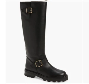 NUEVO EN CAJA $995 Jimmy Choo Biker II Bota Alta en Cuero Negro - talla 37 EU / 7 US! - Imagen 1 de 20