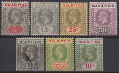F-EX52327 MAURITIUS 1912-1921 KING GEORGE V 5c – 10 rupee + 220€. - Image 1 of 2