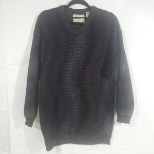 Vtg Wool Sweater Made In Italy City Casuals / Haggar Black Purple Gray Men Large - Picture 1 of 7