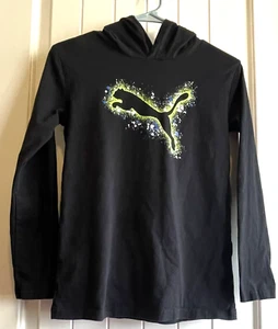 Puma Unisex Sweatshirt L 14-16 Hoodie Black Big Cat Graphic Logo - Picture 1 of 4