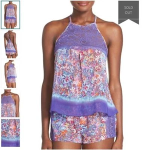 NEW In Bloom by Jonquil Purple Floral Lace Tie Back Intimates Camisole Small NWT - Picture 1 of 11