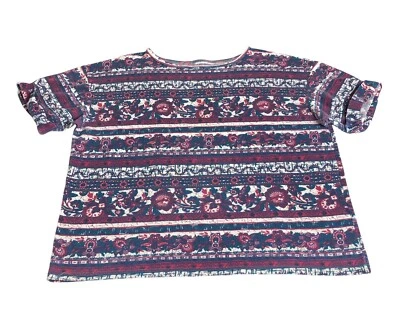 Top boho vintage años 90 Y2K Fair Isle para mujer 2X floral geométrico desteñido manga corta Foto 1 de 4