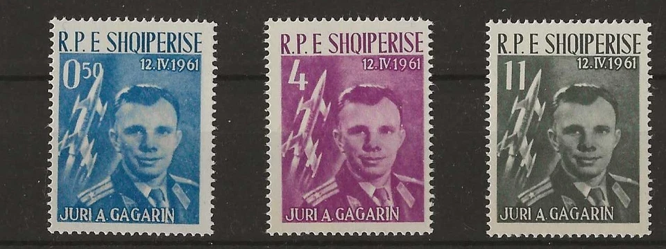 Albania 1962 - The First Human Spaceflight, Vostok 1, Juri Gagarin Set of 3 MNH2 - Image 1 of 1