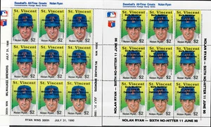 St. Vincent Sc#1336-7 M/NH/XF, S/S Baseball, Cv. $25 - Picture 1 of 2