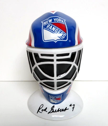 1996 New York Rangers Rod Gilbert Signature Hockey Helmet lidded stein NOS Cover
