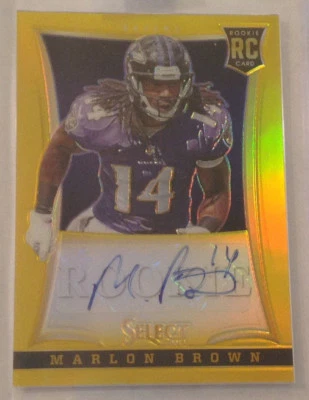 2013 Panini Select MARLON BROWN Gold Refractor AUTO #05/10 Made BRONCOS SSP #276 - Image 1 of 2