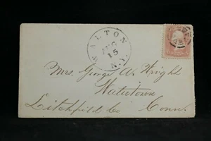 New York: Walton 1860s #65 Cover, Fancy Circled Wedges Cancel, Delaware Co - Bild 1 von 2