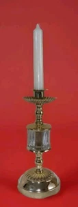 Vintage Brass and Crystal Glass Candle Holder Christmas Taper Candle Included - Picture 1 of 12