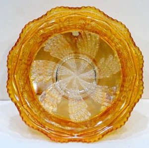 Antique FENTON Marigold FANTAIL BUTTERFLY BERRY Carnival Glass LARGE FOOTED BOWL - Picture 1 of 6