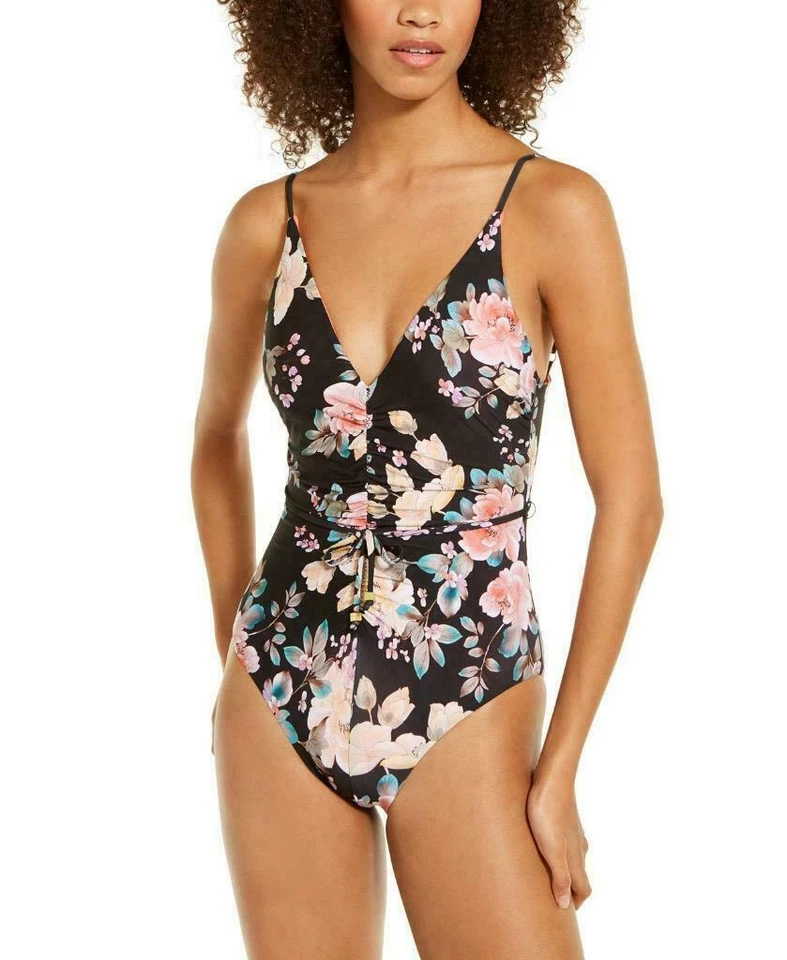 BECCA by Rebecca Virtue Swimsuit One Piece First Date Caroline Shirred Printed S