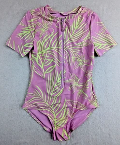 Gap Kids sz XL One Piece Rashguard Swimsuit pink yellow zips swim 0641 - Picture 1 of 4