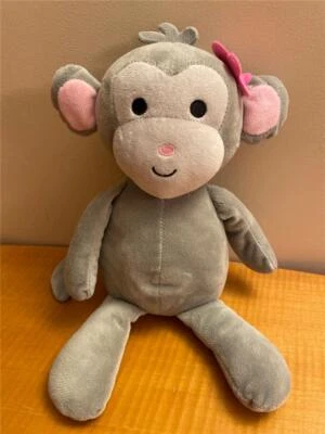 Bedtime Original Cupcake Monkey Gray Pink Flower Plush Stuffed 14" Doll Toy - Image 1 of 4