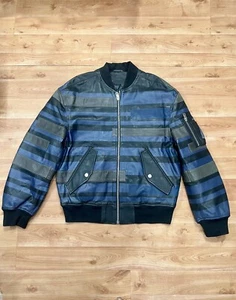 Diesel Mens Black Gold Leather Jacket - Picture 1 of 7