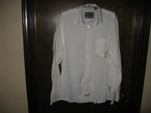 Camicia elegante uomo inglese lavanderia bianca ricamata bottoni Diwn LS polsino infradito XL - Foto 1 di 4