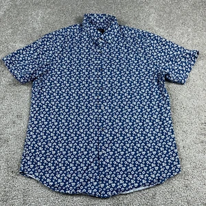 Bugatchi Shirt Mens Large Blue White Ooohcotton Tech 8 Way Stretch Office Career - Picture 1 of 10
