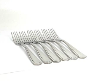 6 Oneida CAROLINA Dinner Forks 8” Glossy Stainless Flatware - Picture 1 of 4