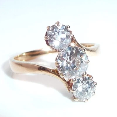 Ring antik 750 Gold Roségold 1.80ct. Diamanten Gr: 53,5/ 17,1 mm Mitte 1.03ct - Bild 1 von 4