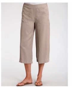 Fresh Produce Clare Crop Capris Tencel Pants S Wide Leg Elastic Waist Lagenlook - Picture 1 of 5