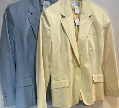 Lote de 2 - Blazer Worthington Petite elástico azul amarillo para mujer talla 2P 1 botón Foto 1 de 4
