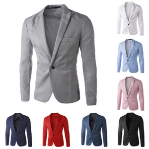 Männer Formelle Anzug Blazer Mantel Business Casual Button Slim Fit Jacke < - Bild 1 von 20