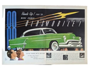 1953 vintage Green Oldsmobile automobile print ad Post War ll Retro Art - Picture 1 of 1