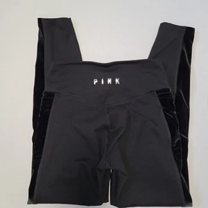Victoria's Secret PINK Leggings "COZY" Black Velour Side Panels EUC Size XS - Picture 1 of 11