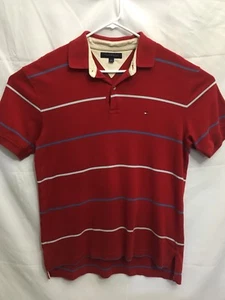 Tommy Hilfiger Polo. Rot mit Streifen. Gr. LG. Vintage Style, Rugby. - Bild 1 von 4