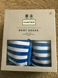 Hunter Tall Boot Socks Bucket Blue Striped Medium One Pair - Picture 1 of 5