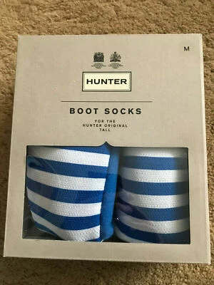 Hunter Calcetines Bota Alta Cubo Azul Rayas Medianos Un Par Foto 1 de 4