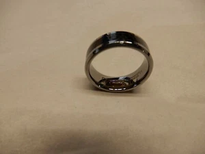 Tungsten Carbide Black Carbon Fiber Ring Silver Mens Engagement Wedding Band 11 - Picture 1 of 4