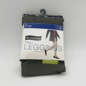 No Nonsense Olive Green Twill Leggings Women's Size Large QV6 - Picture 1 of 5