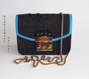 Bolso Bandolera FURLA METROPOLIS TESSUTO JEANS Azul Denim FLOR EDICIÓN LIMITADA NUEVO CON ETIQUETAS - Imagen 1 de 19