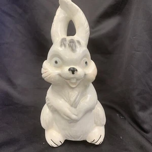 Vintage White Handpainted Ceramic Bunny Rabbit Bank Spring/Easter Decoration - Picture 1 of 17