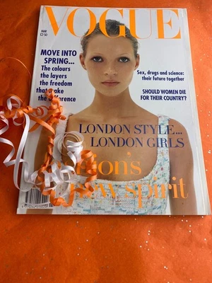 VOGUE MAGAZINE 1993 March Kate Moss 1st front cover FREE GIFT WRAP Fast Dispatch - Image 1 of 4