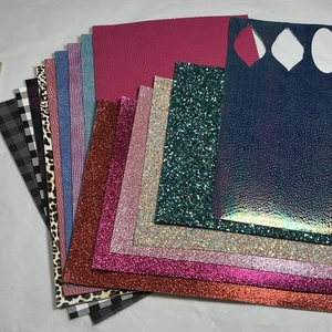 Lot  15+1 FAUX LEATHER Fabric Sheets CRAFT 12” X 12” Multi-Color Textures - Picture 1 of 6