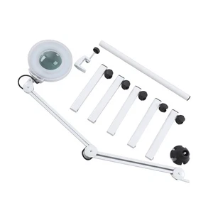 LED Lighted Magnifier 8x Swing Arm Magnifying Floor Lamp With 5 Legged CSEM - Picture 1 of 24