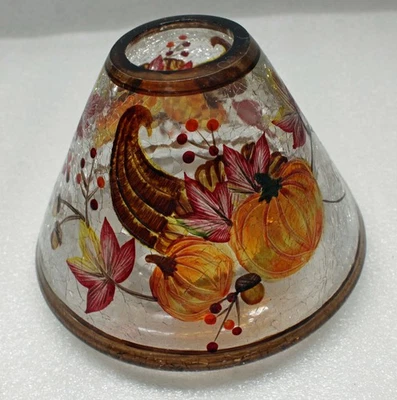 Yankee Candle ?? Crackle Glass Shade Topper (Retired) Fall Pumpkins Autumn - Image 1 of 4