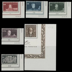 1940, LIECHTENSTEIN, BIRTH CENTENARY OF PRINCE JOHANN, 20RP-3FR, NH, SC.#160-65 - Picture 1 of 2