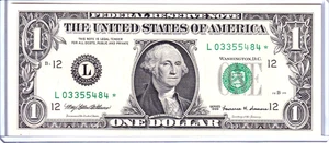Billete de $1 de la Reserva Federal de San Francisco 1999 **STAR** primera impresión #L03355484* - Imagen 1 de 2