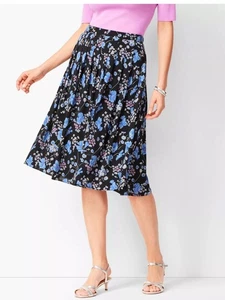 Talbots Damen schwarz blau Wildblumen Blumendruck Plissee Midirock Größe 8 - Bild 1 von 11